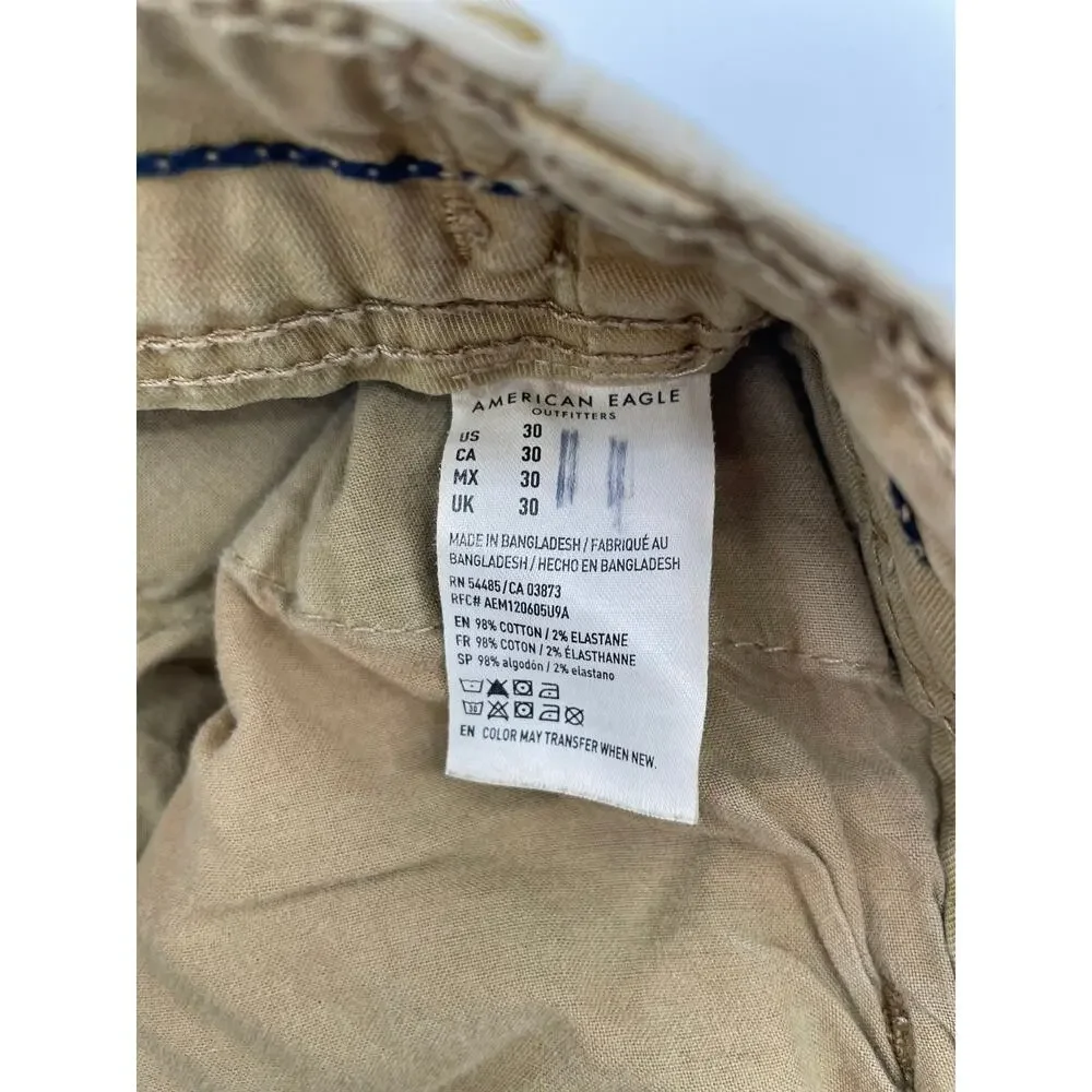 American Eagle Cargo Shorts Men’s 30 Khaki Longer Length Next Level Stretch